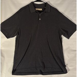 Tommy Bahama Modal Polo Shirt Men's Large Dark Gray Textured Dot Short Sleeve